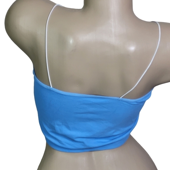 Free People Intimately Square Neck Skinny Strap Brami Crop Tank Top Blue NWOT - Picture 3 of 6
